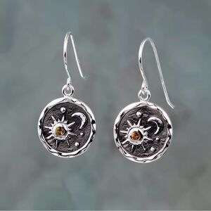 Celestial Sun Moon Pendant Earrings for Women